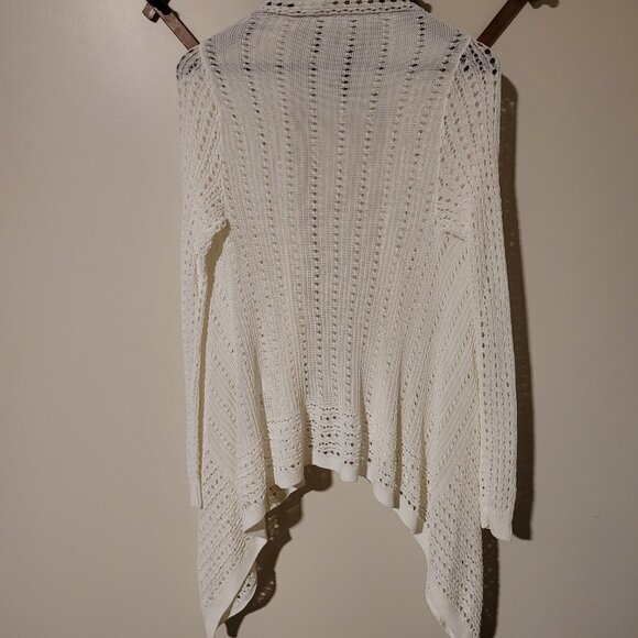 White House Black Market Open Knit Drape Front Cardigan SZ S - Picture 3 of 3